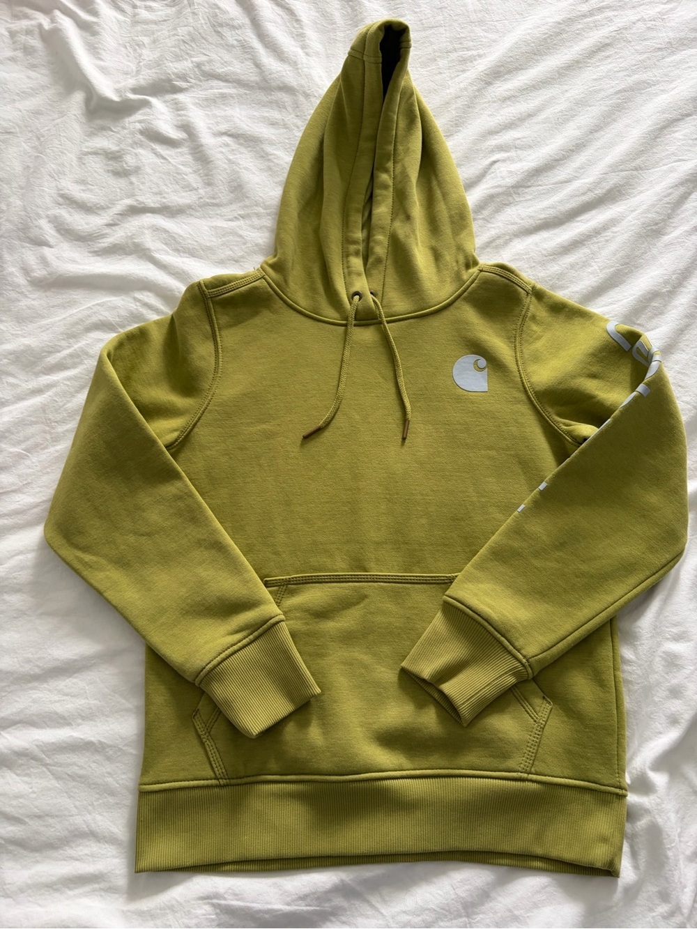 Carhartt Women's Olive Green Relaxed Fit Pullover Hoodie Logo Sleeve XS NWT - Picture 4 of 12